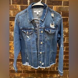 Zenana Dark Denim Distressed Jean Jacket